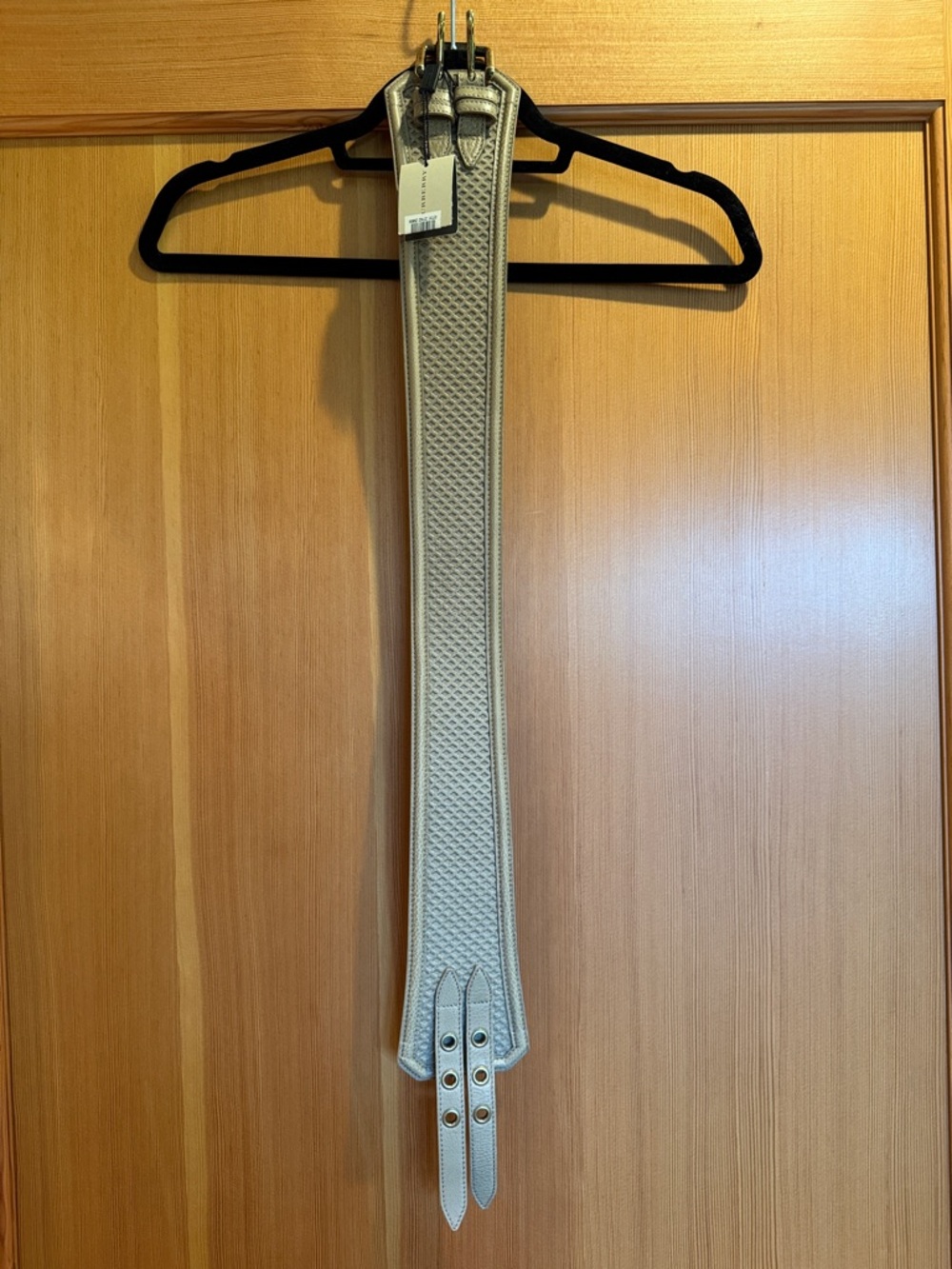 NWT-Burberry Cream Woven Leather Strap with Branded Tag